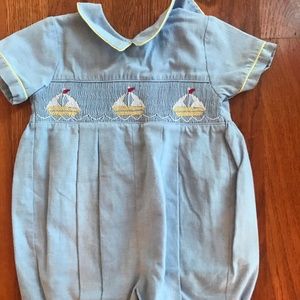 Smocked Carriage Boutique Sailboat Shortall